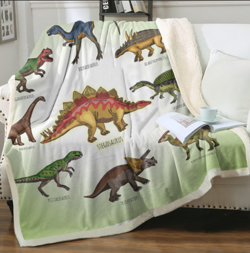 Dinosaur Family Sherpa Fleece Throw Blanket for Boys Girls Adults 50"x60" , 60"x80" Fuzzy Soft Warm Blanket for All Seasons