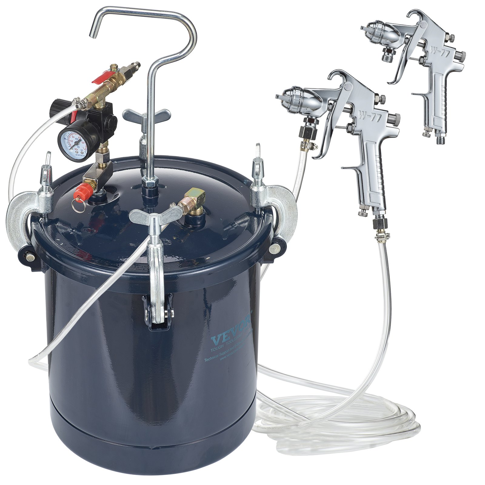 Spray Paint Pressure Pot Tank, 10L/2.5gal Air Paint Pressure Pot, 1.5mm+4mm Two Nozzles Two Spray Paint Guns, 60PSI Max, for Industry Home Decor Architecture Construction Automotive Painting
