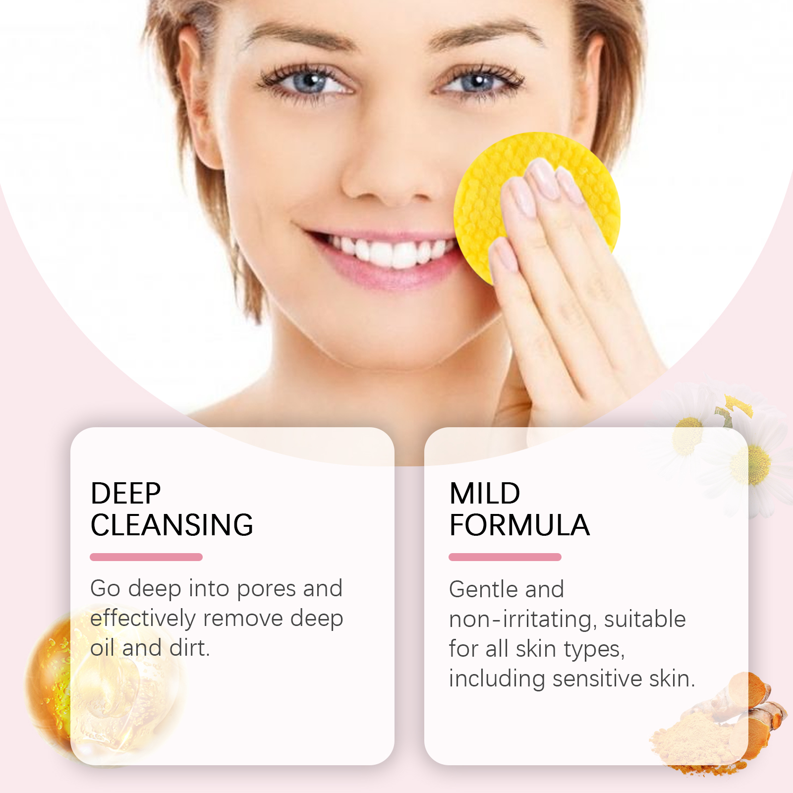 Turmeric acid cleansing pad Gentle cleansing skin care to reduce acne face brightening delicate pores