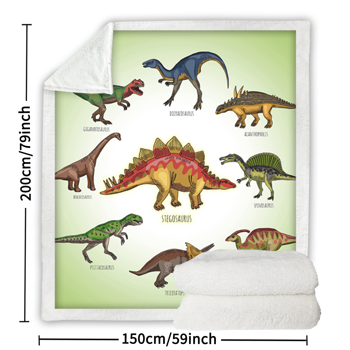 Dinosaur Family Sherpa Fleece Throw Blanket for Boys Girls Adults 50"x60" , 60"x80" Fuzzy Soft Warm Blanket for All Seasons