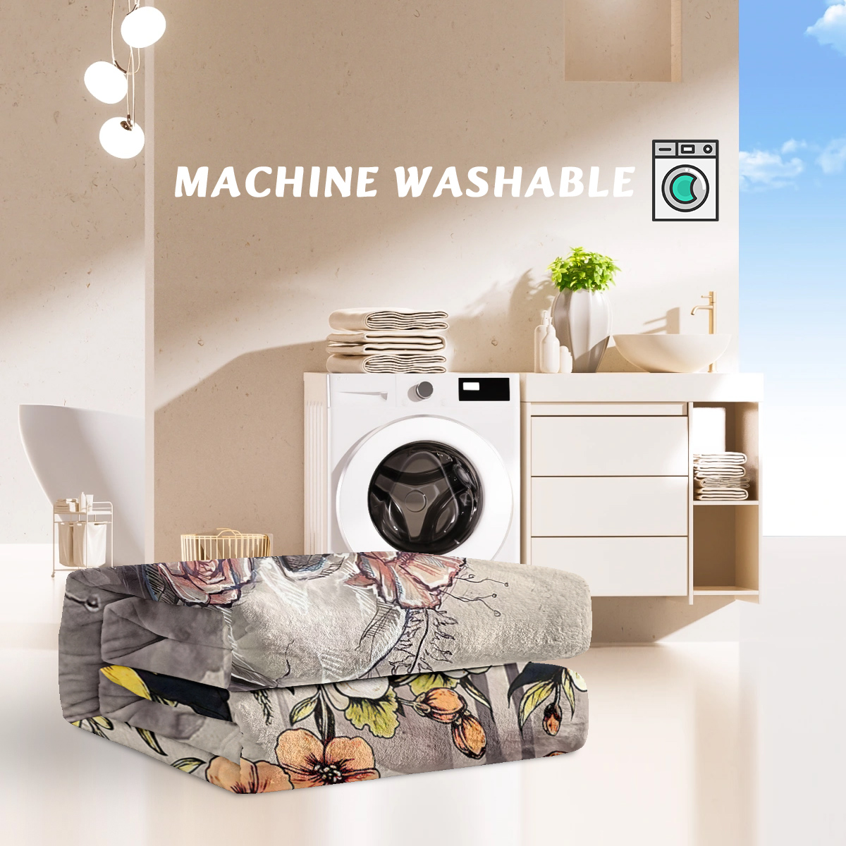 Rustic Skull Sunflower Flannel Throw Blanket Floral Skull Flannel Soft Plush Throw Blanket Cozy Blankets for Bed Chair Car Sofa Couch Bedroom 30*40，50*60 Inches
