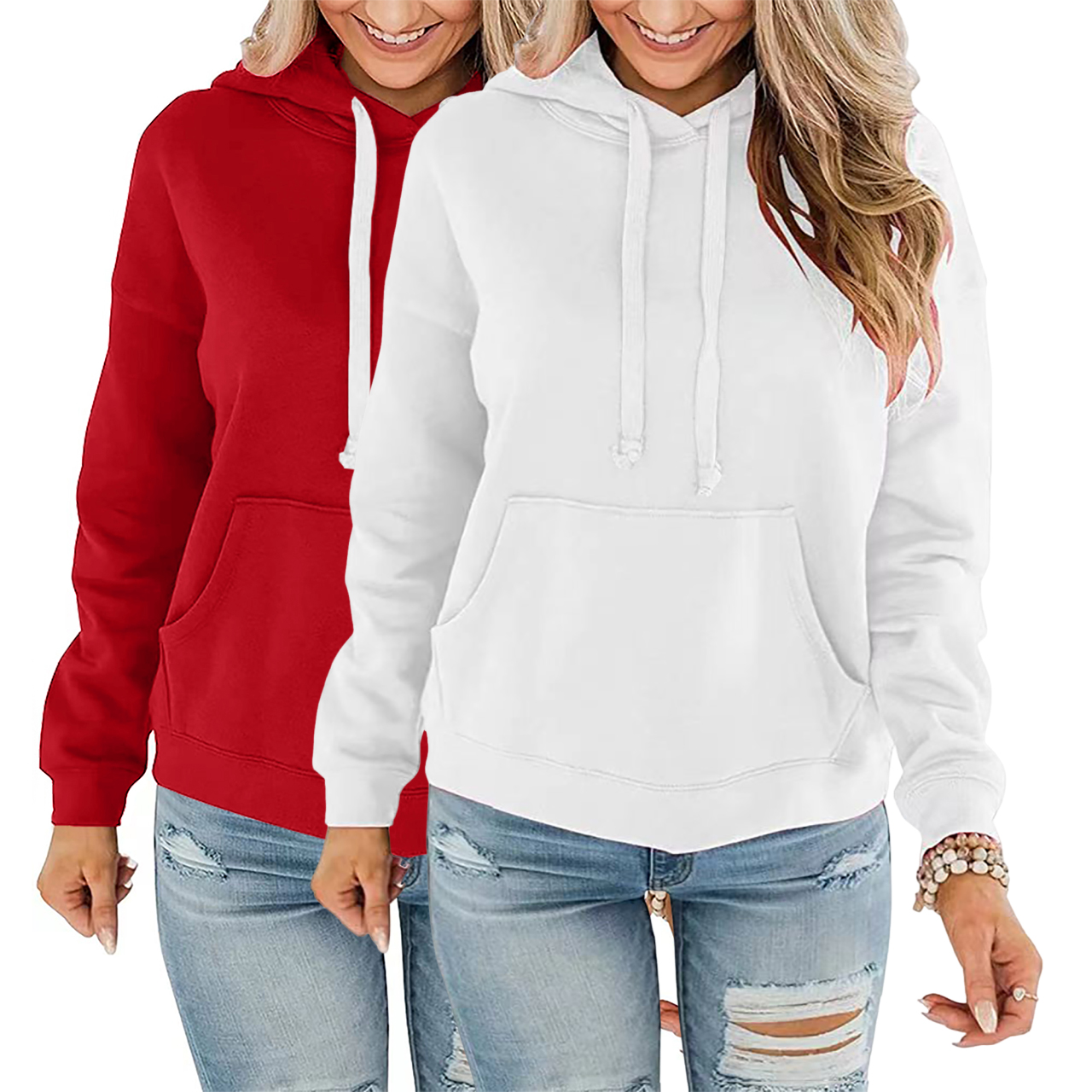 Women’s Casual Solid Hoodies Classic Long Sleeve Loose Sweatshirts Crew Neck Lightweight Pullover Tops with Pockets