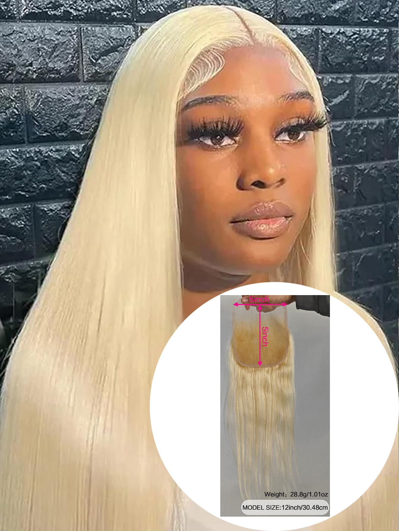 "613 Closure Straight 5x5 Transparent HD Lace Closure Blonde Closure  Brazilian Virgin Remy Human Hair Extension 100%  Russian Blonde Human Hair for Women Free Part Pre Plucked 12 Inch 5x5 HD Swiss Lace Melt Skin Lace Closure Long Deep Parting Raw Hair Ma