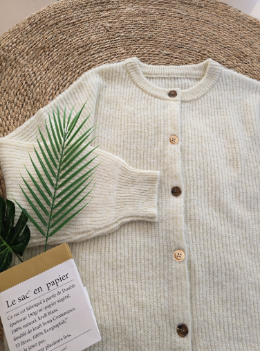 Women's Knit Cardigan Sweater - Contrast Button Down Chunky Knitwear with Gold Thread Cuffs, Loose Long Sleeve Spring Fall Cardigan