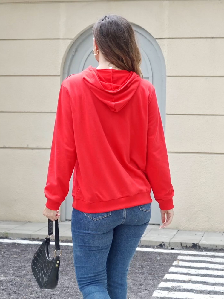 Women’s Casual Solid Hoodies Classic Long Sleeve Loose Sweatshirts Crew Neck Lightweight Pullover Tops with Pockets
