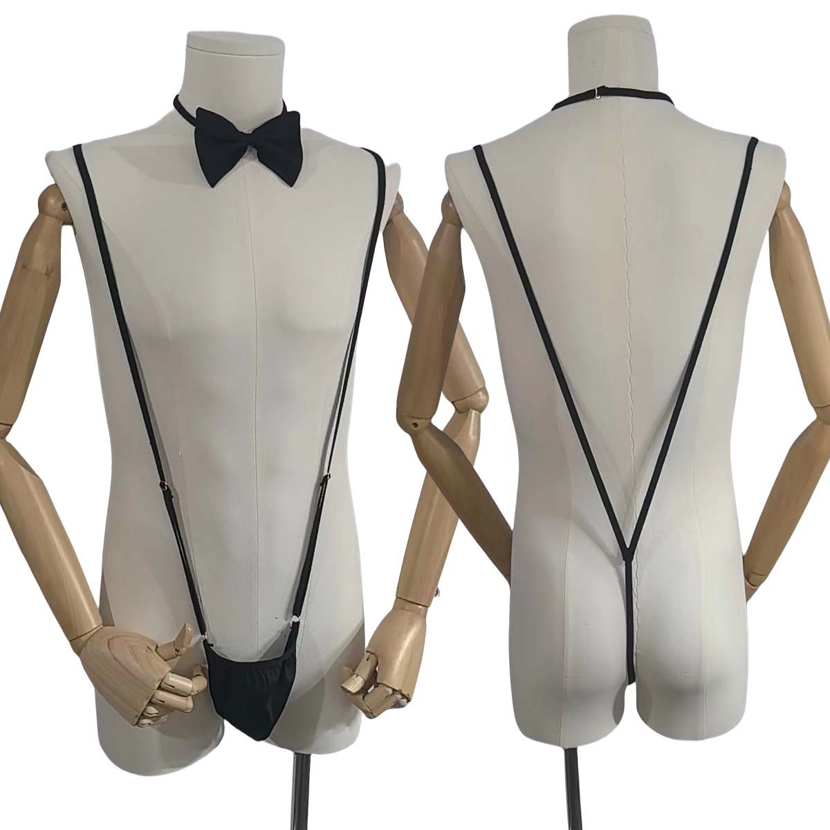 Men's sexy romper, sexy thong, suitable for role play and fun nightclub dates bar Black adjustable V-strap mankini for men