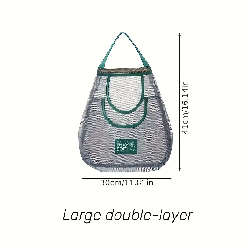 2pcs Multi-Functional Kitchen Storage Mesh Bags - Wall-Mounted Organizers for Storing Fruits, Vegetables, Ginger, and Garlic, Hollow Mesh Bags | Essential Home Accessories