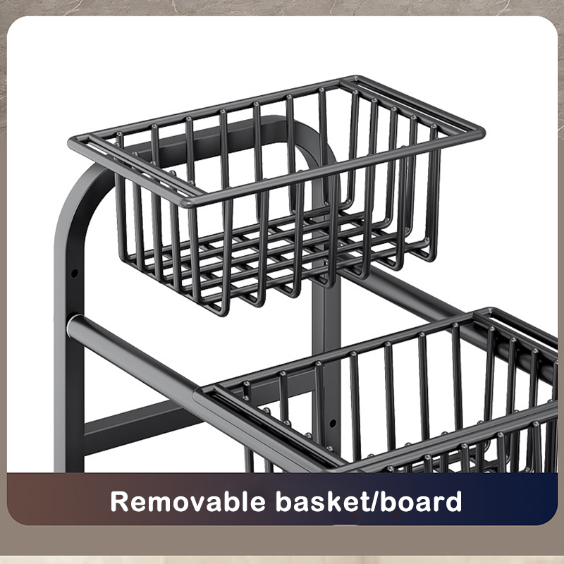 Under Sink Organizer, Under Bathroom Cabinet Organizer,2 Tier Expandable Heavy Duty Metal Shelf, With 3 Removable Panels And 2 Storage Basket, Under Sink Storage For Kitchen Bathroom Cabinet