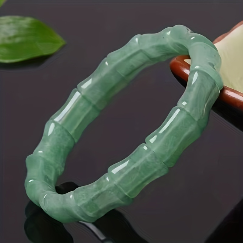 exquisite emerald jade Bohemian style bamboo bracelet, unique mosaic-free design and durable plating for men and women