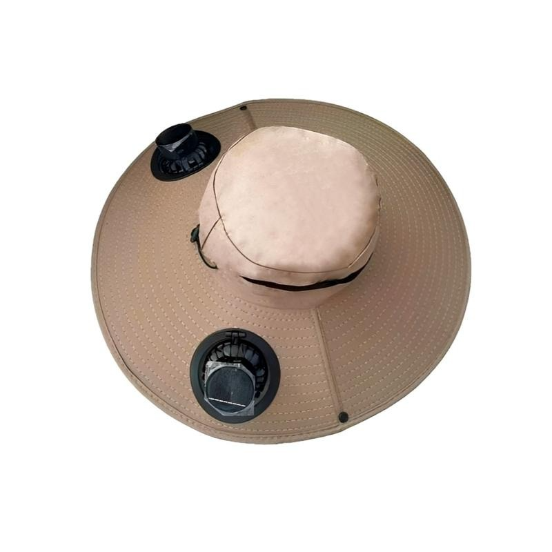Solar fan hat Outdoor Wide Brim Sun Hat with 2 Solar Fan Sun Bucket Hat for Men Women UPF 50+ Bucket Fishing & Beach with Fan Built in