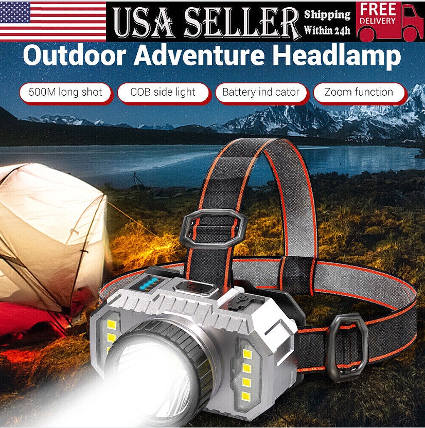 LED headlight flashlight Outdoor USB charging fishing headlight glare is suitable for camping, work, maintenance, car maintenance, decoration