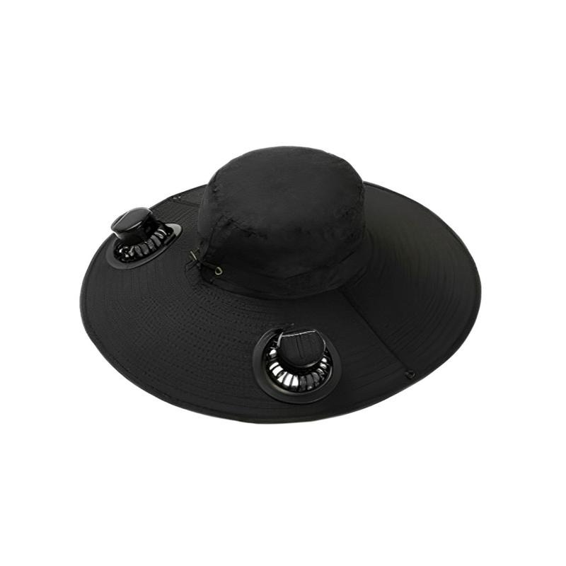 Solar fan hat Outdoor Wide Brim Sun Hat with 2 Solar Fan Sun Bucket Hat for Men Women UPF 50+ Bucket Fishing & Beach with Fan Built in