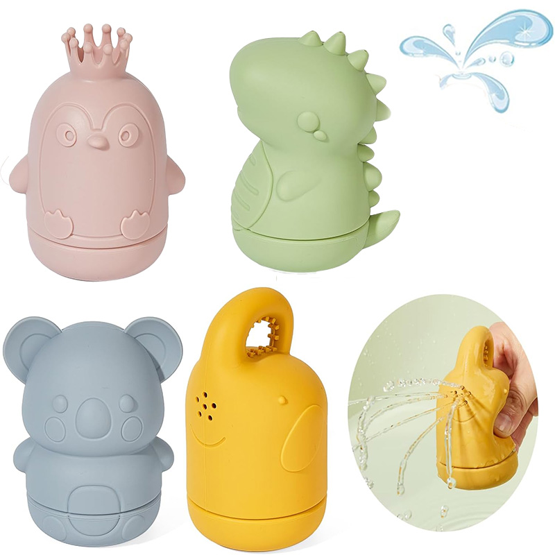 Baby water shower toys set, bath water toys, parent-child interactive toys, 4 pieces (ocean color) safe soft rubber material, the bath does not cry, let the baby love the bath