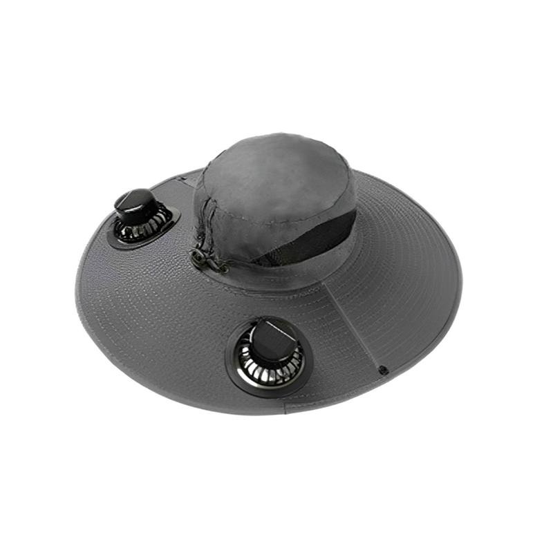 Solar fan hat Outdoor Wide Brim Sun Hat with 2 Solar Fan Sun Bucket Hat for Men Women UPF 50+ Bucket Fishing & Beach with Fan Built in