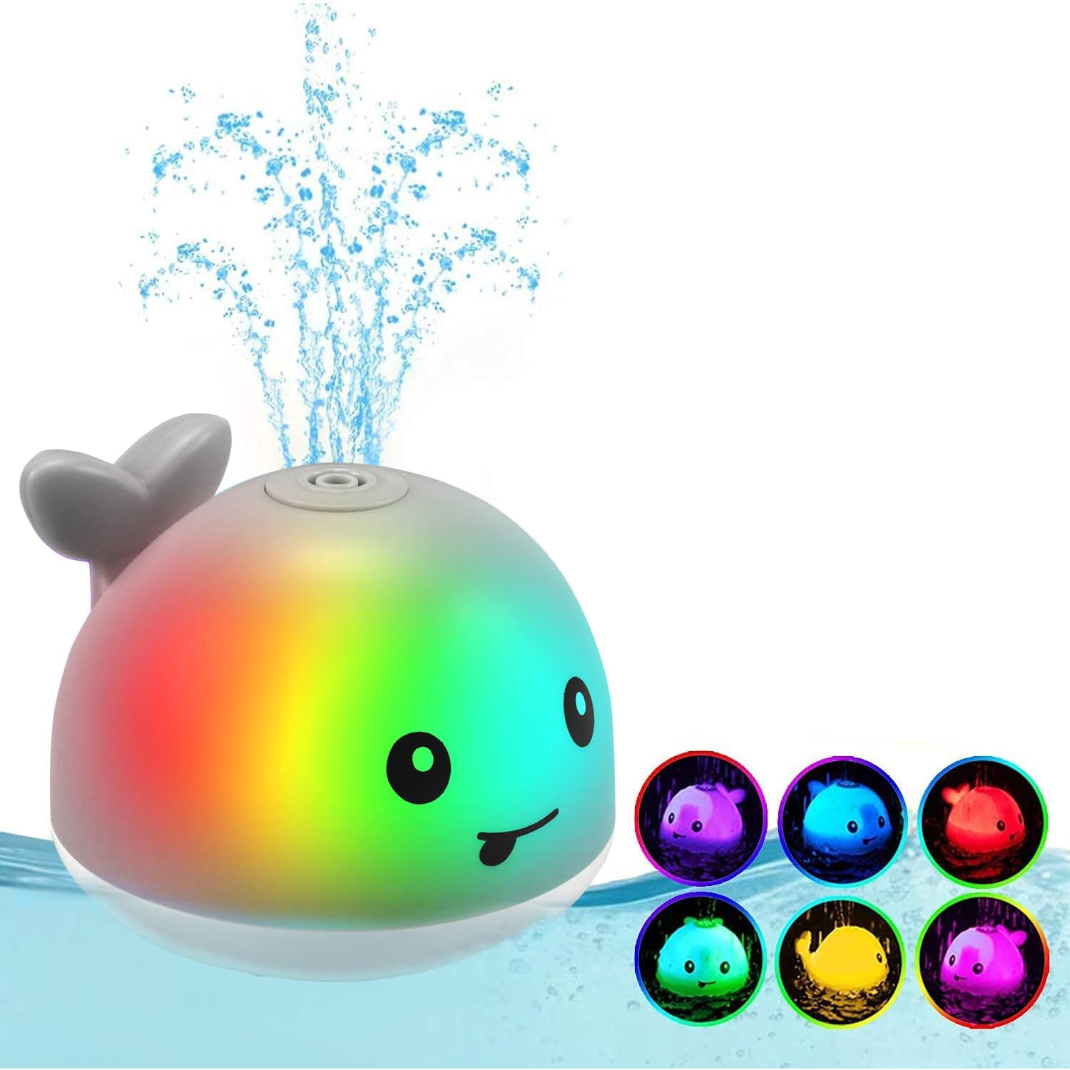 Infant and toddler whale bath toys, children's bath toys - glowing pool and bathtub toys, suitable for babies and children, parent-child interaction, making babies love bathing