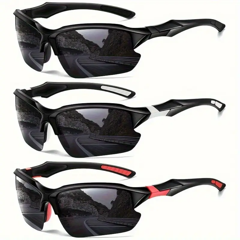 3-Pack High-Performance Polarized Sports Sunglasses - Unisex Wrap-Around Design for Fishing, Cycling & Outdoor Activities | Comfortable for Travel, Running & Driving