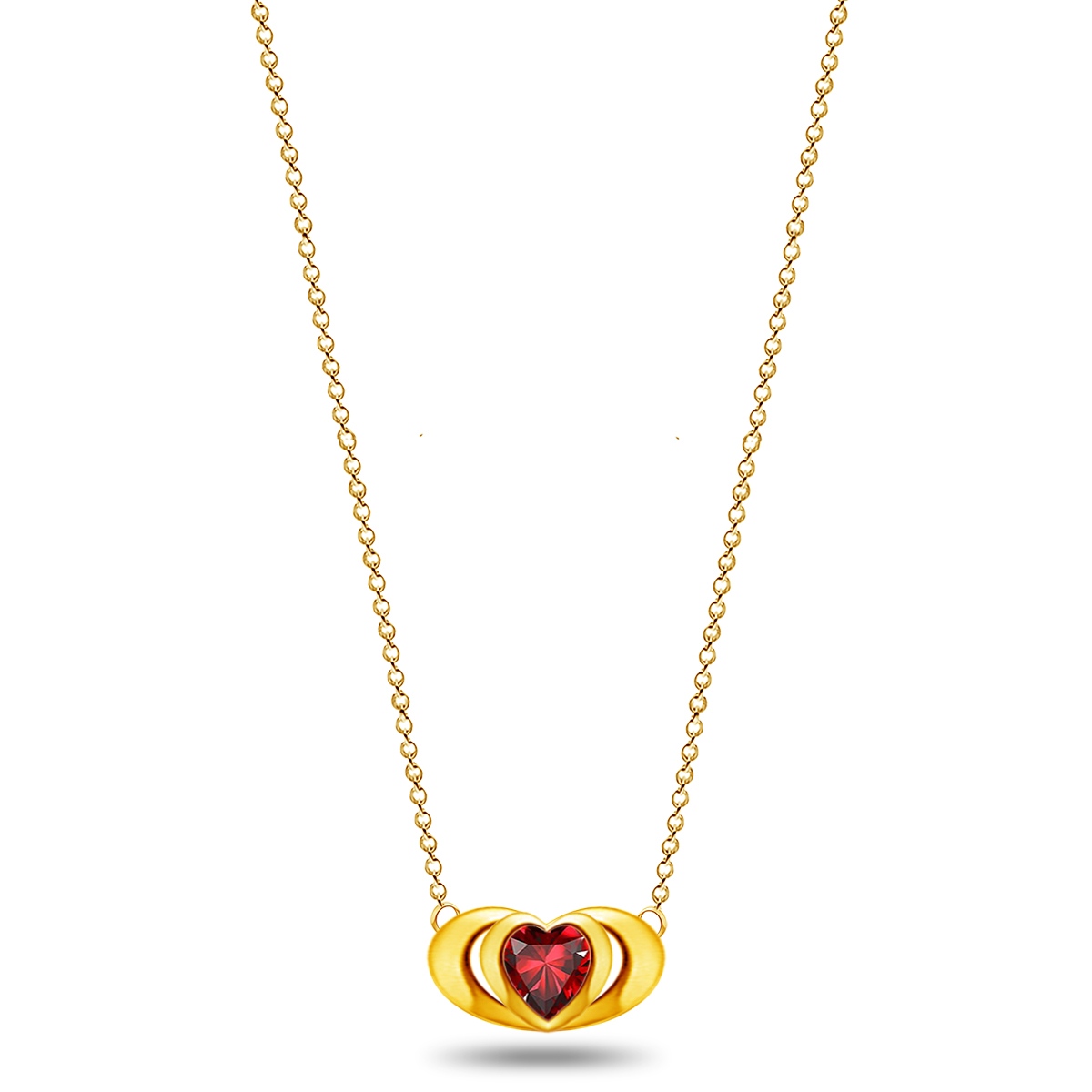 Emma Manor 18k Gold Plated Mini Double Love Heart Pendant Necklace for Women
