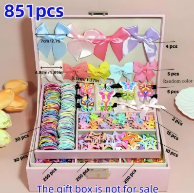 851 pieces / 748 pieces / 555 pieces / 260 sets of elegant bow hair accessories, suitable for both girls and ladies - including satin hair bands, multi-layered bow hair clips, etc. Essential for creating cute daily looks.