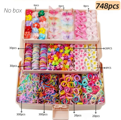 851 pieces / 748 pieces / 555 pieces / 260 sets of elegant bow hair accessories, suitable for both girls and ladies - including satin hair bands, multi-layered bow hair clips, etc. Essential for creating cute daily looks.