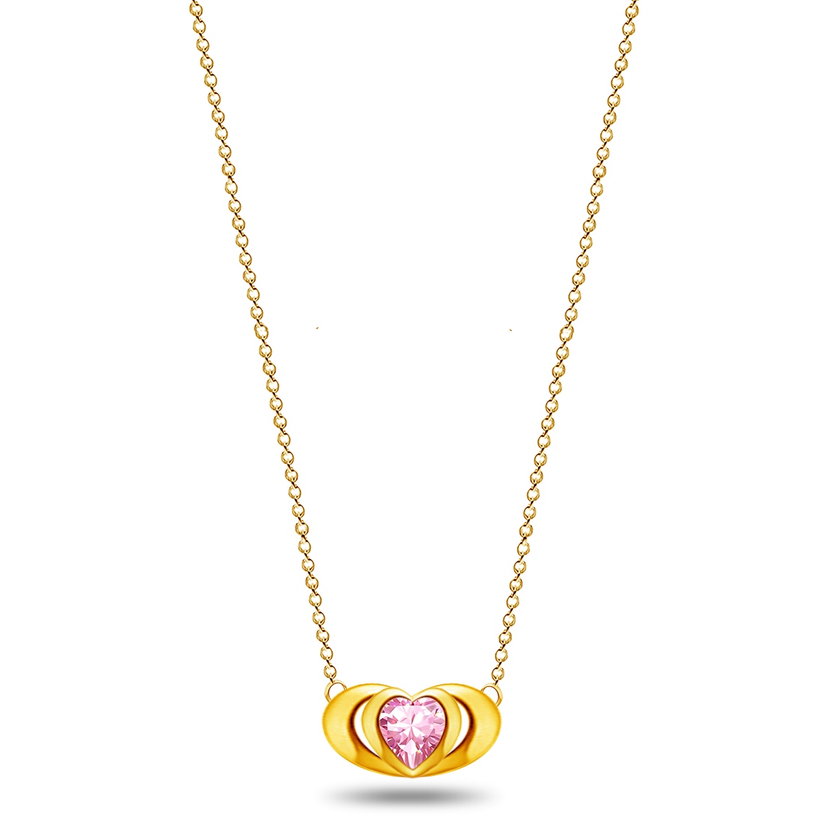 Emma Manor 18k Gold Plated Mini Double Love Heart Pendant Necklace for Women