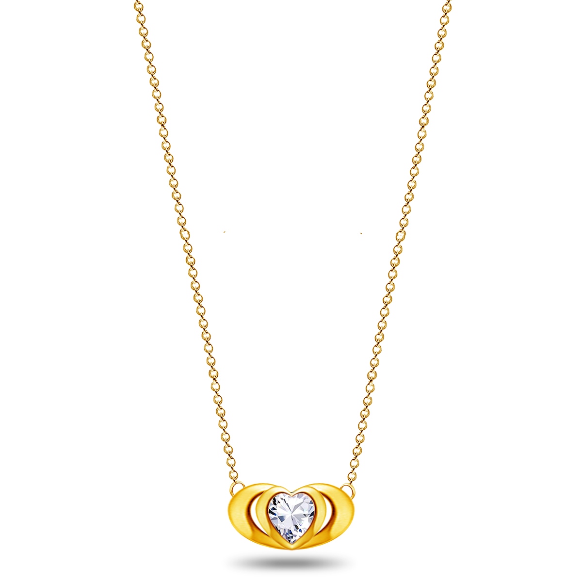 Emma Manor 18k Gold Plated Mini Double Love Heart Pendant Necklace for Women
