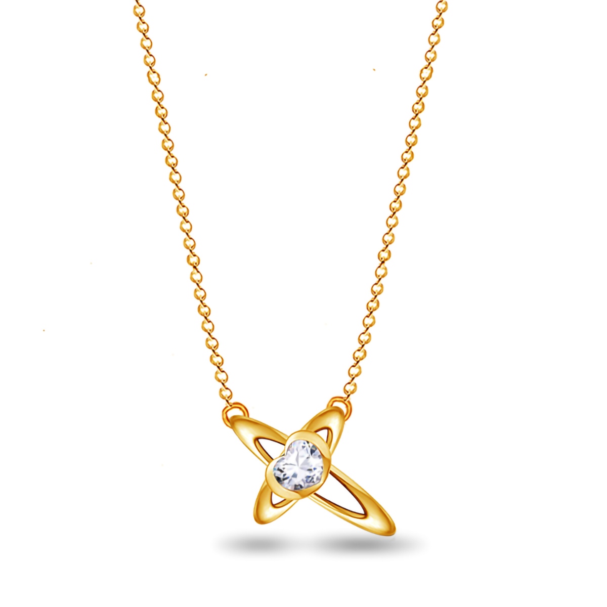 Emma Manor 18k Gold Plated 5A Cubic Zirconia Love Heart Cross Pendant Necklace for Women
