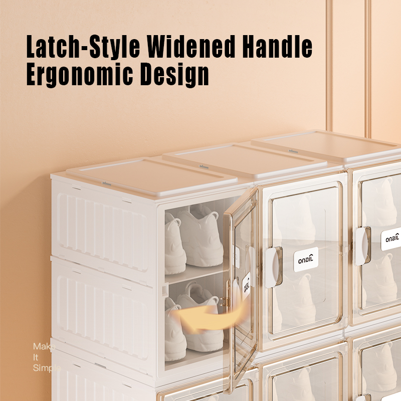 Stackable Shoe Organizer with Magnetic Closure for Easy Access, Suitable for Sneakers, Heels and Casual Shoes - Ideal Home and Dorm Room Organizer (for Entrance),Easy to Install,Portable Folding Shoe Organizer
