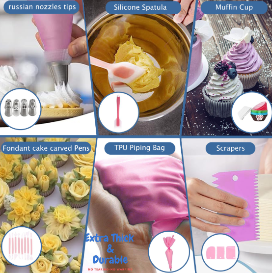 359PCs Cake Decorating Baking Supplies Kit, Baking Set with 66 Piping Tips, Icing Bags and Tips Set for Beginners,Baking Tools,Cupcake Decorating Kit