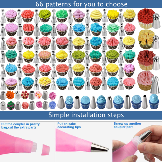 359PCs Cake Decorating Baking Supplies Kit, Baking Set with 66 Piping Tips, Icing Bags and Tips Set for Beginners,Baking Tools,Cupcake Decorating Kit