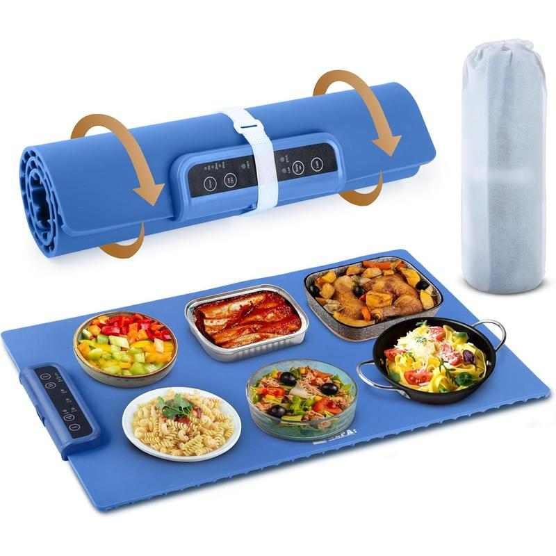 Electric Warming Tray, Food Heating Pad, Maximum Temperature Adjustable, Food Warmer, Portable Kitchen Utensil Pad