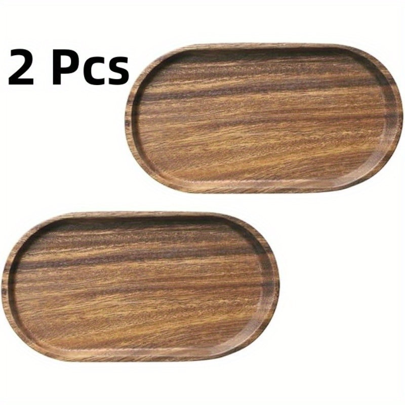 2 Pcs LDQ Elegant Wood Service Tray - Japanese Style, Space Saving Design for Food and Beverage Service - Perfect for Home Decor and Kitchen Accessories