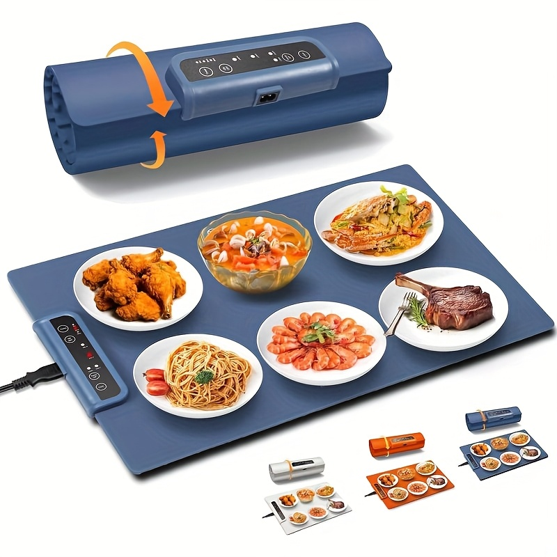 Electric Warming Tray, Food Heating Pad, Maximum Temperature Adjustable, Food Warmer, Portable Kitchen Utensil Pad