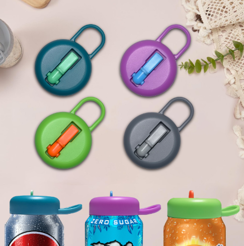 4-Pack Reusable Silicone Soda Can Lids with Straws | BPA-Free, Leak-Proof Can Covers for Coke, Beer, Energy Drinks | Fits Standard 12oz Cans (Camping, Picnics, Travel)