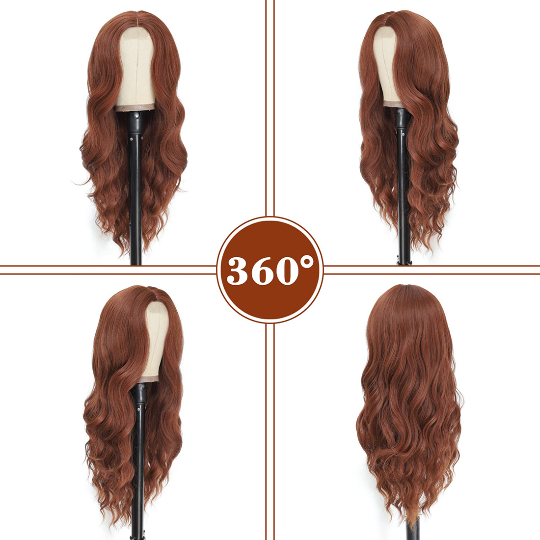 Long Ombre Blonde Wavy Wig for Women 26 Inch Middle Part Curly Wavy Wig Natural Looking Synthetic Heat Resistant Fiber Wig for Daily Party Use