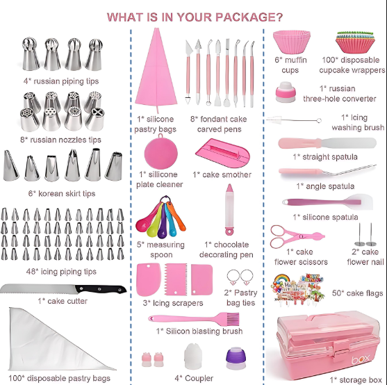 359PCs Cake Decorating Baking Supplies Kit, Baking Set with 66 Piping Tips, Icing Bags and Tips Set for Beginners,Baking Tools,Cupcake Decorating Kit