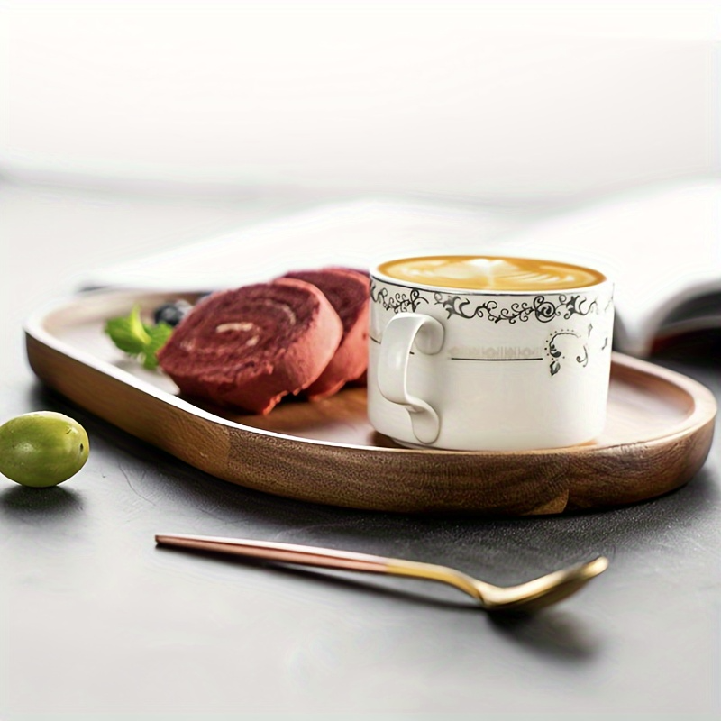 2 Pcs LDQ Elegant Wood Service Tray - Japanese Style, Space Saving Design for Food and Beverage Service - Perfect for Home Decor and Kitchen Accessories