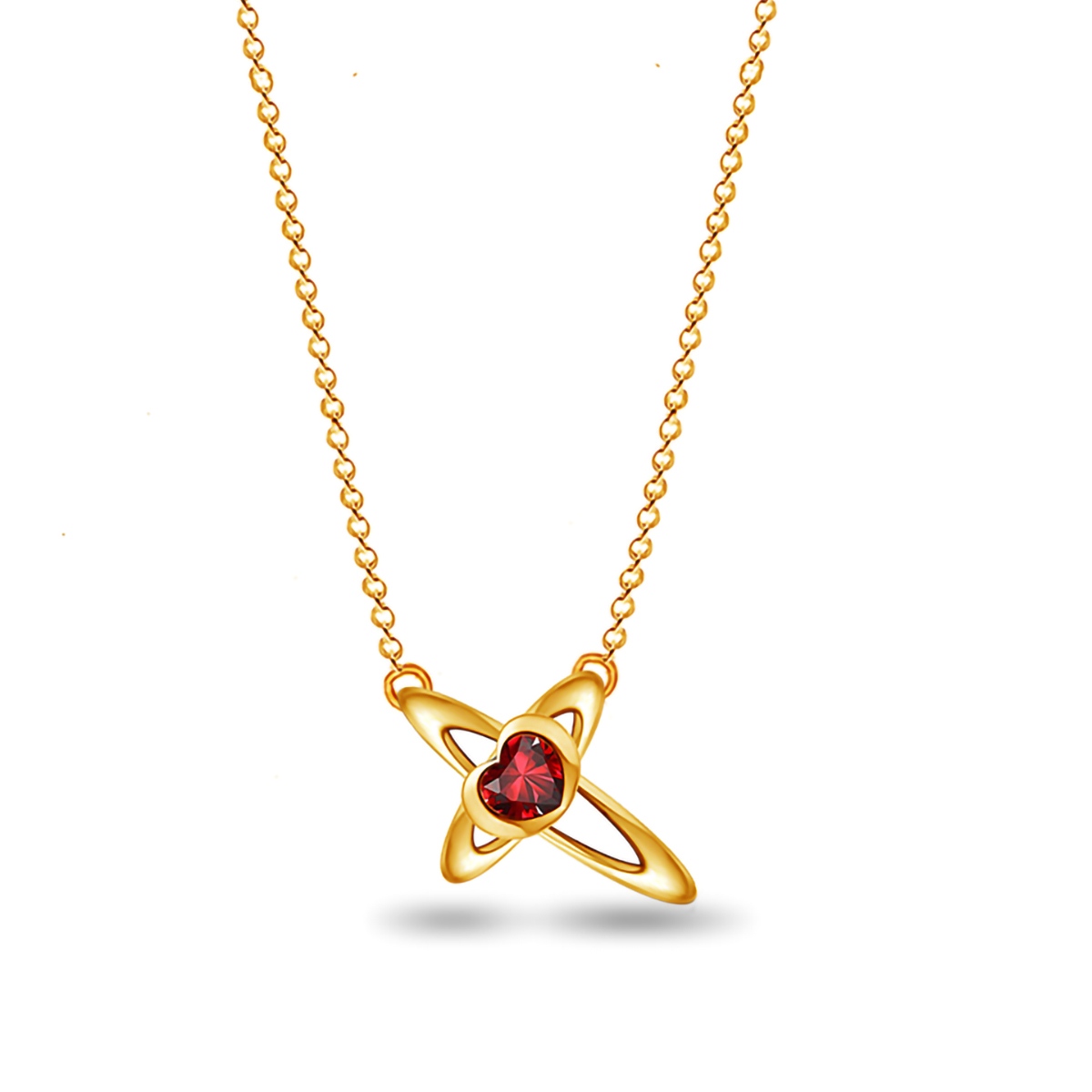 Emma Manor 18k Gold Plated 5A Cubic Zirconia Love Heart Cross Pendant Necklace for Women