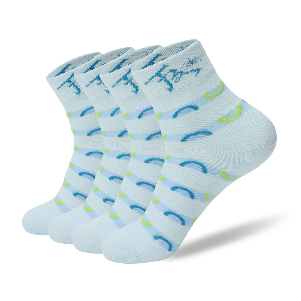 Spring and summer women's mid-tube blue and white sports versatile striped sports socks, high-end（Twelve pairs）