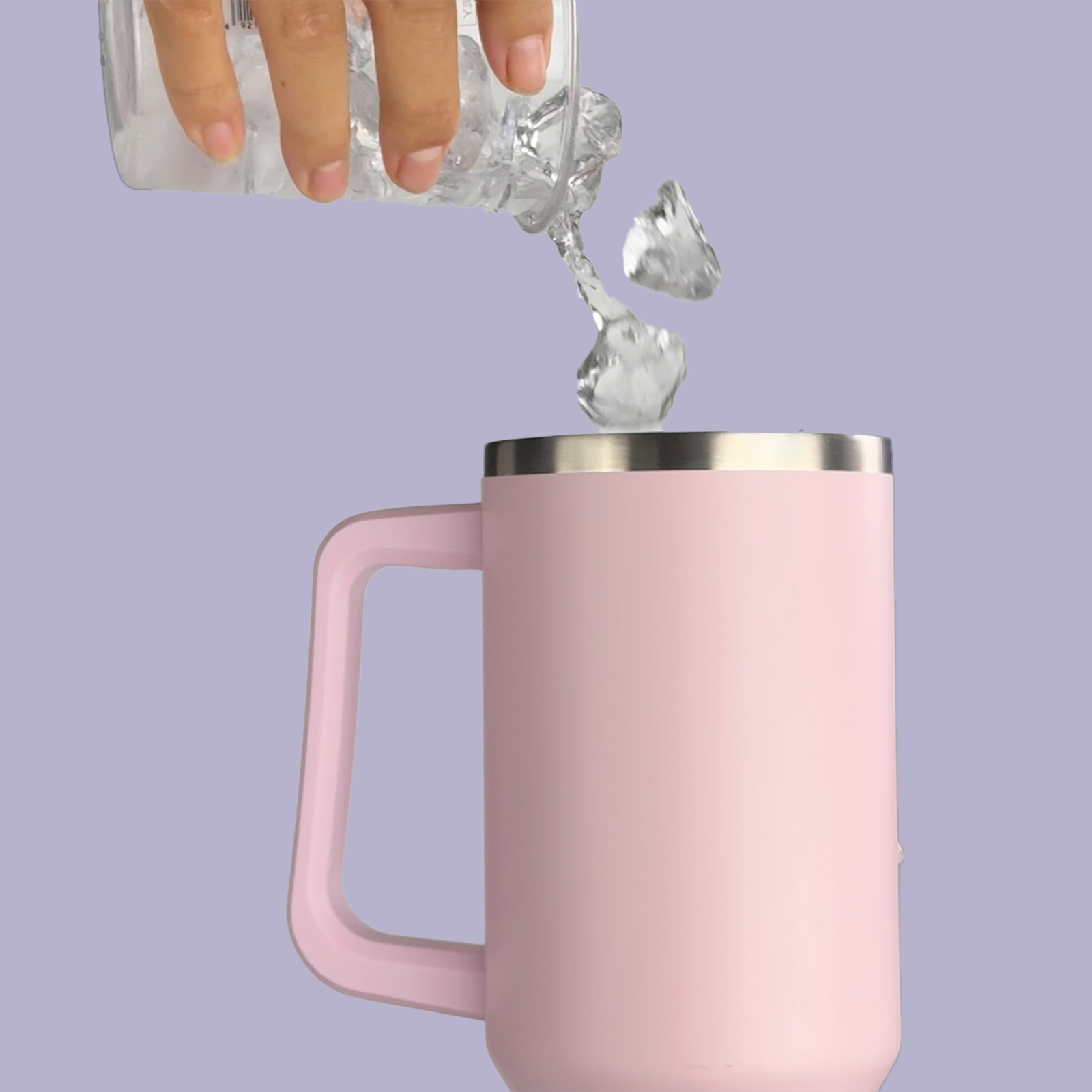 40oz/1200ml stainless steel car thermos, stainless steel straw coffee cup, PP handle for easy carrying