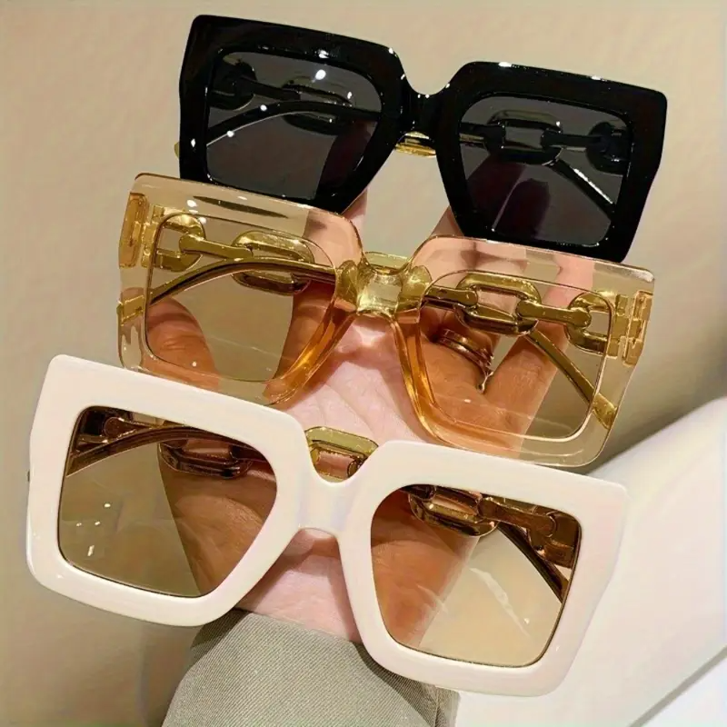 3-Piece Set Retro Large-Frame Glasses - The Perfect Accessory for Fashion Enthusiasts and Urban Explorers, Blue Light Blocking Women’s Glasses