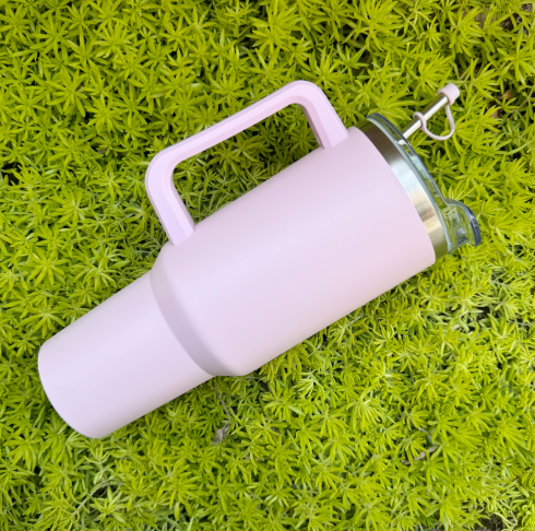 40oz/1200ml stainless steel car thermos, stainless steel straw coffee cup, PP handle for easy carrying