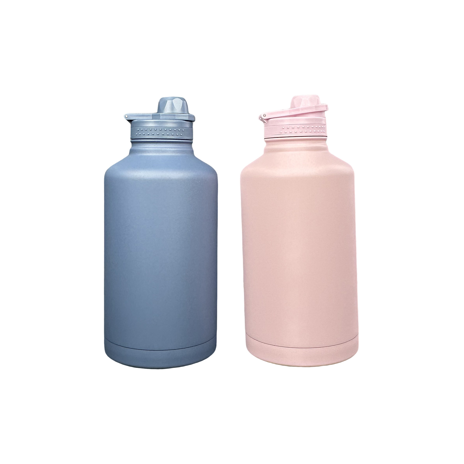 57oz/1700ml stainless steel outdoor insulated water bottle, large capacity with straw, pull ring for easy carrying