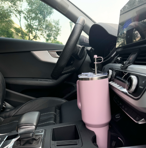 40oz/1200ml stainless steel car thermos, stainless steel straw coffee cup, PP handle for easy carrying