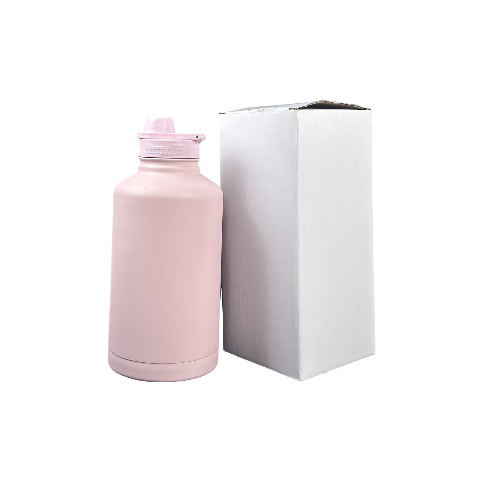 57oz/1700ml stainless steel outdoor insulated water bottle, large capacity with straw, pull ring for easy carrying