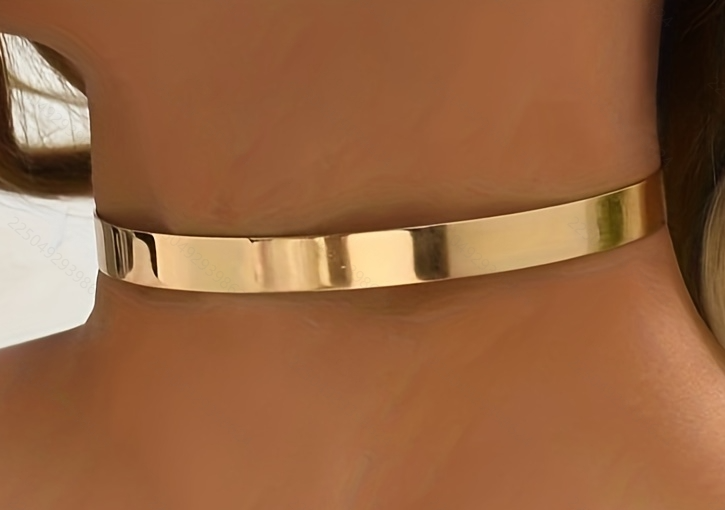 Lxalry Golden/silvery &amp; Platinum Plated Mirror-Finish Choker Necklace, Adjustable 11cm Hypoallergenic Jewelry For Women, Sleek Minimalist Designer Chain For Daily Party Stacking
