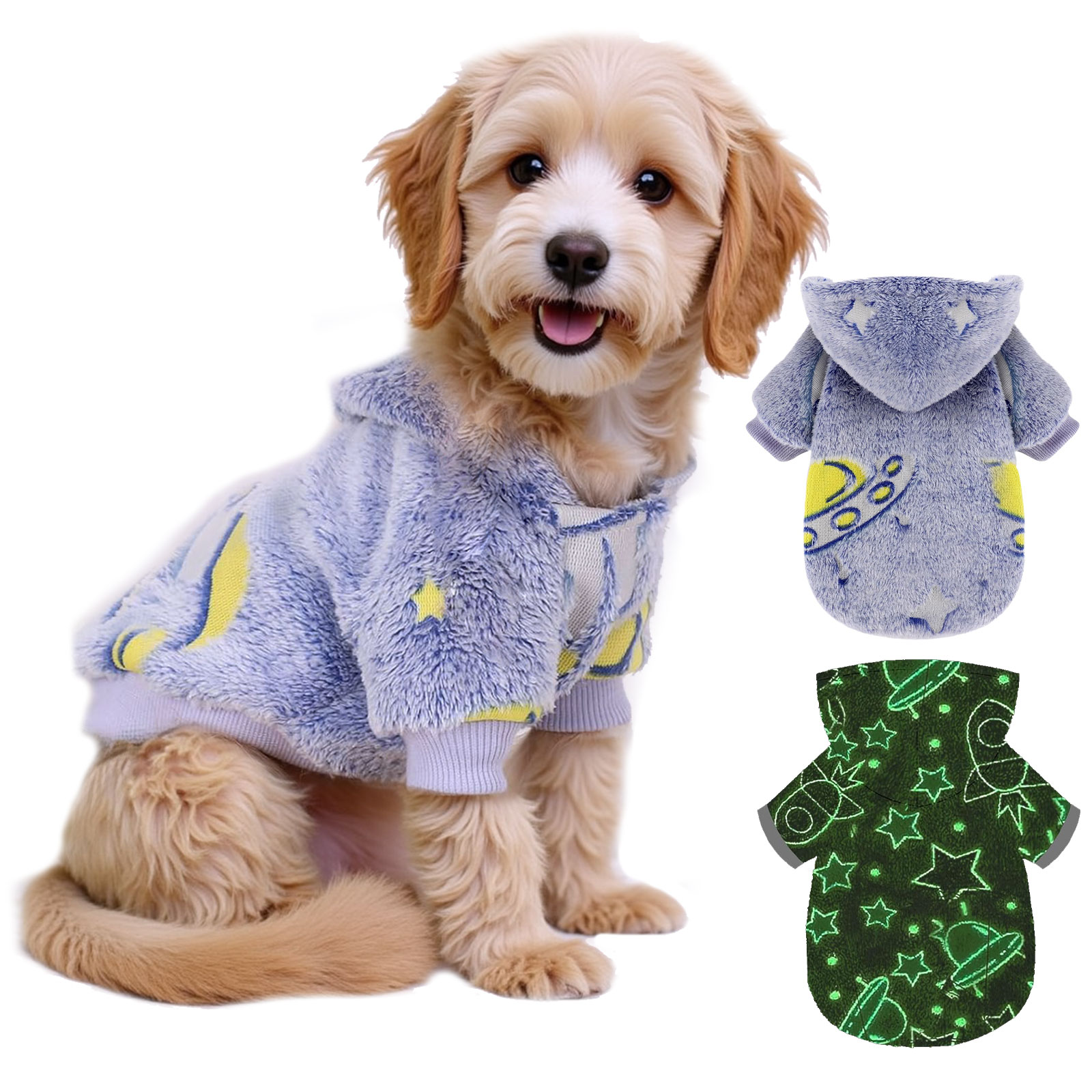 Warm Winter Dog Hoodie Soft Velvet Puppy Sweater Reflective Breathable D1006