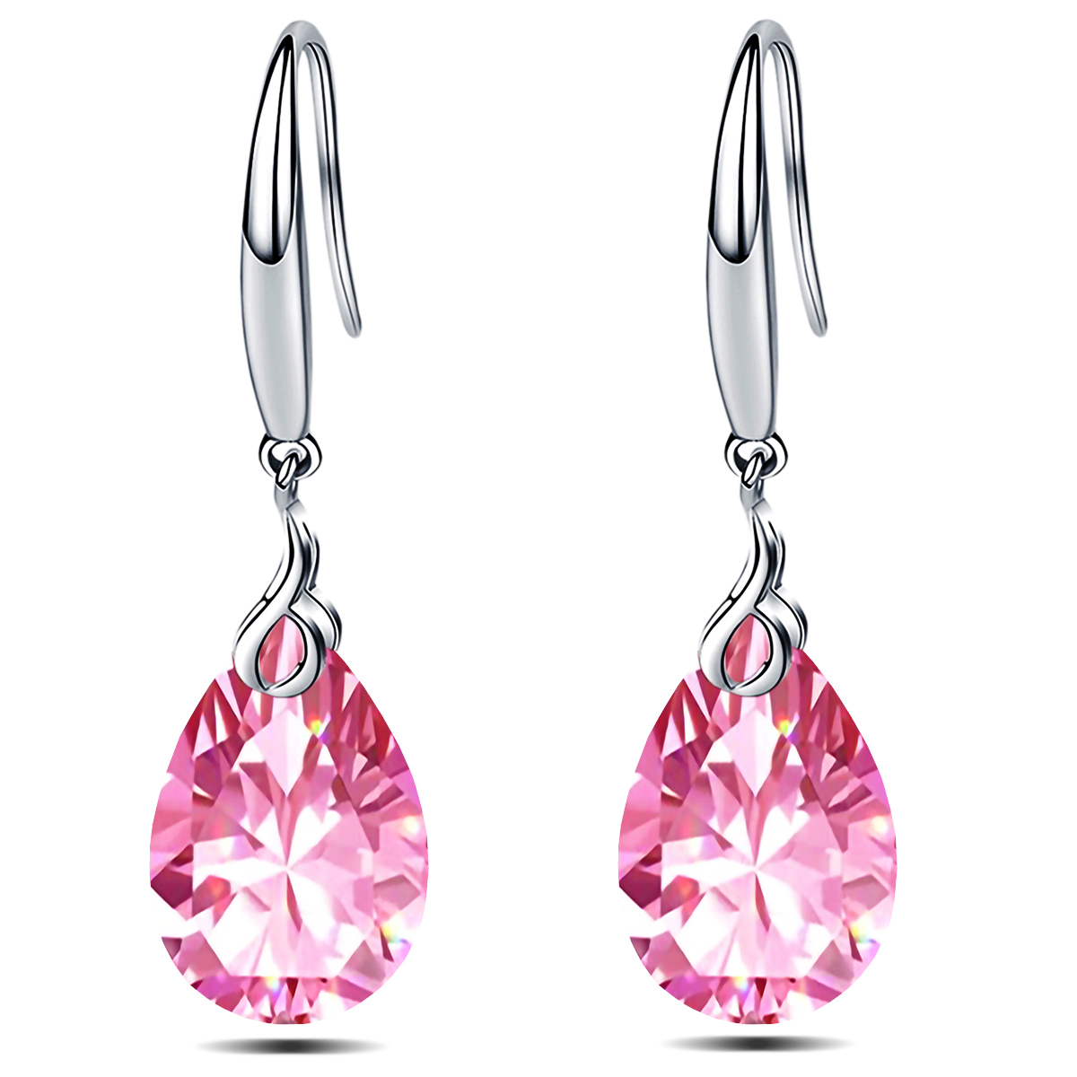 925 Sterling Silver 9x13mm Pear Shape Cubic Zirconia Drop Earrings for Women