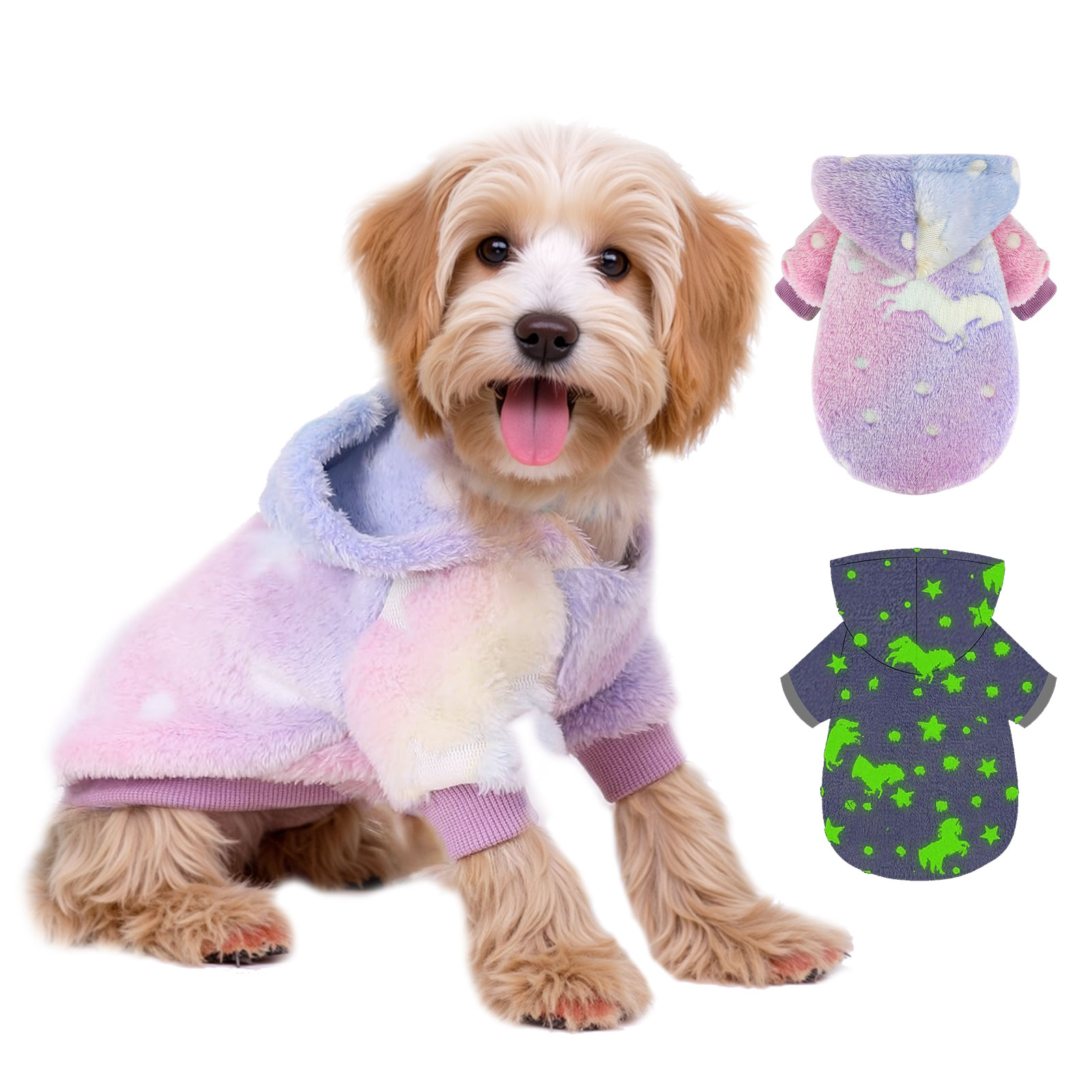 Warm Winter Dog Hoodie Soft Velvet Puppy Sweater Reflective Breathable D1006