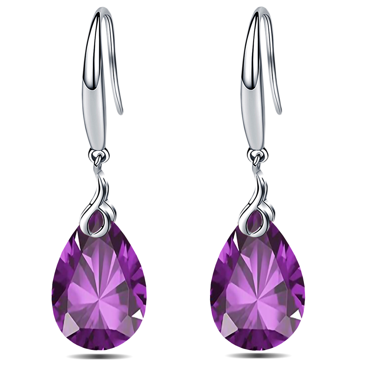 925 Sterling Silver 9x13mm Pear Shape Cubic Zirconia Drop Earrings for Women