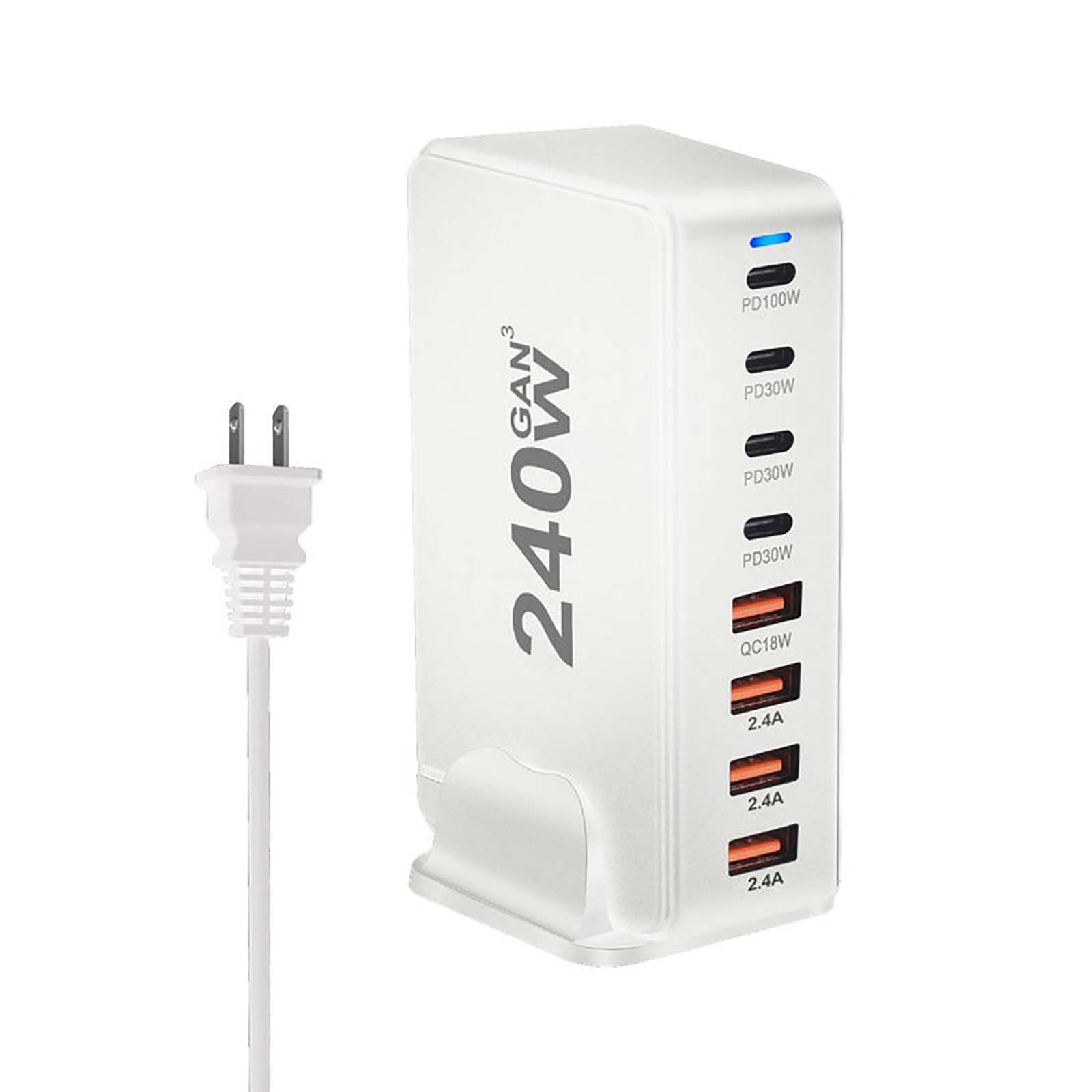 USB C Charger 240W USB C Charger Block,GaN III 8-Port Fast Charging Station Hub,PD 100W Laptop Charger Adapter Compatible with MacBook Pro/Air,DELL,Steam Deck,iPhone 15/14/13,Galaxy S24/23 etc